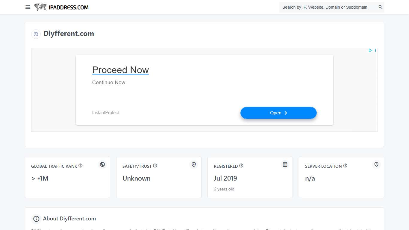 Diyfferent.com: Scam Score, IP, & General Info
